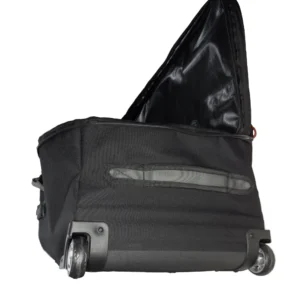 Torba Armour PRO z uchyloną klapą. Widoczna grubość ścianek oraz kontrast między zewnętrznym materiałem a błyszczącym wnętrzem. Widoczne kółka transportowe.